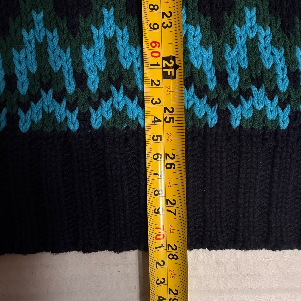 Talbots Women's L Sweater Chamonix Fair Isle preppy chunky knit navy classic NEW - Picture 7 of 16